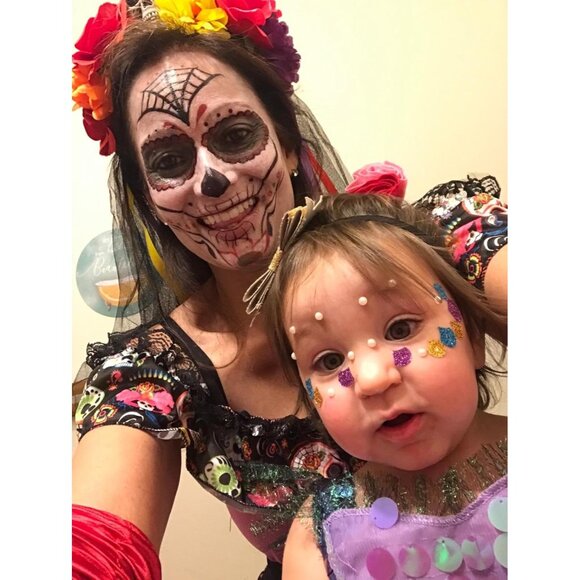 Day of the Dead Headband Rose Mexican Flower Costume Fabric Adult Women's - Picture 4 of 4